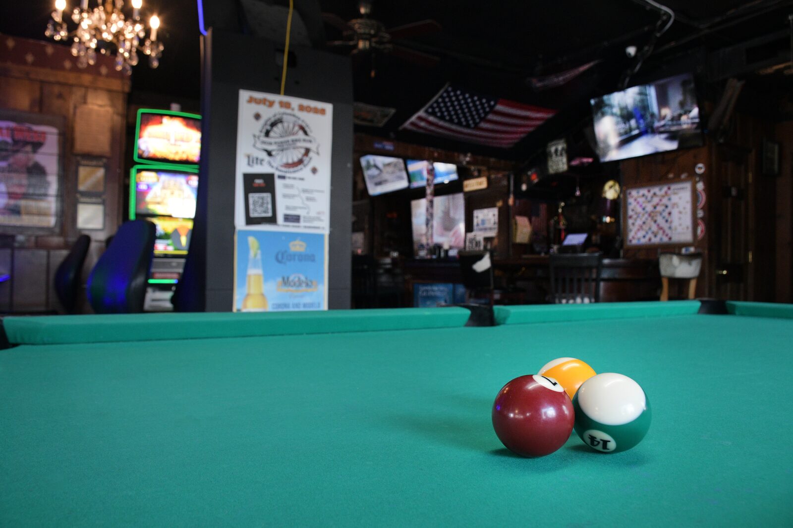 A pool table inside a Villa Park neighborhood bar